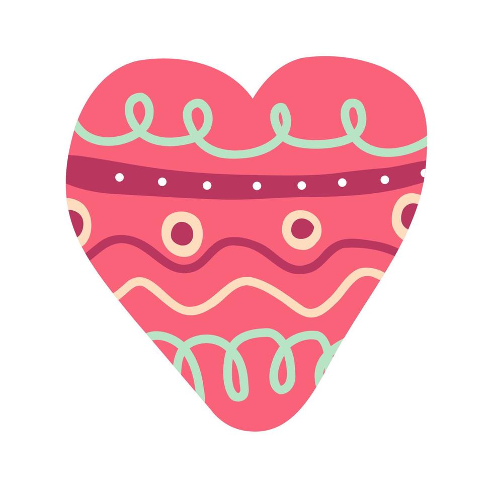 Vector image of a heart with patterns in the style of boho.