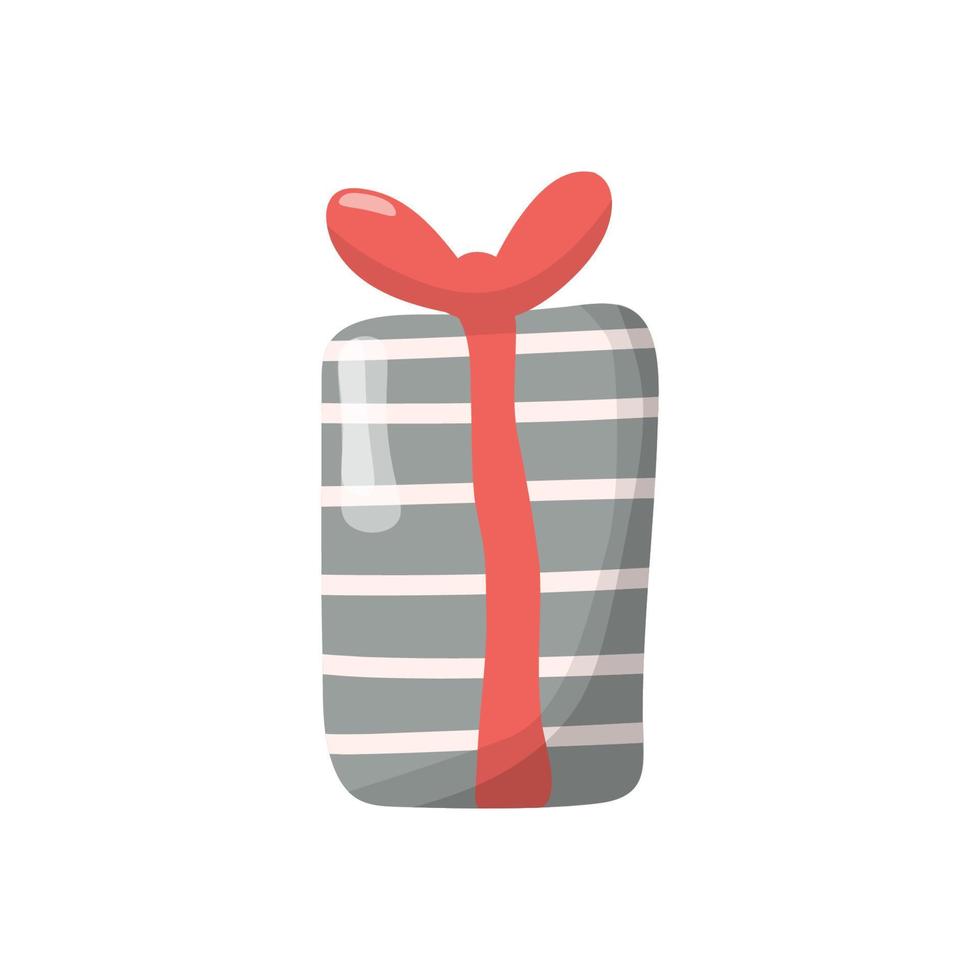 San Valentín día regalo caja en gris color, con un rojo arco. vector