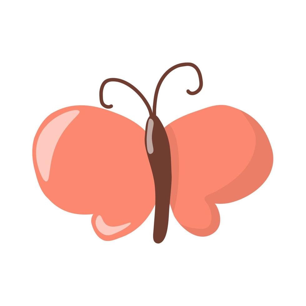 Vector single image of a butterfly in red color.