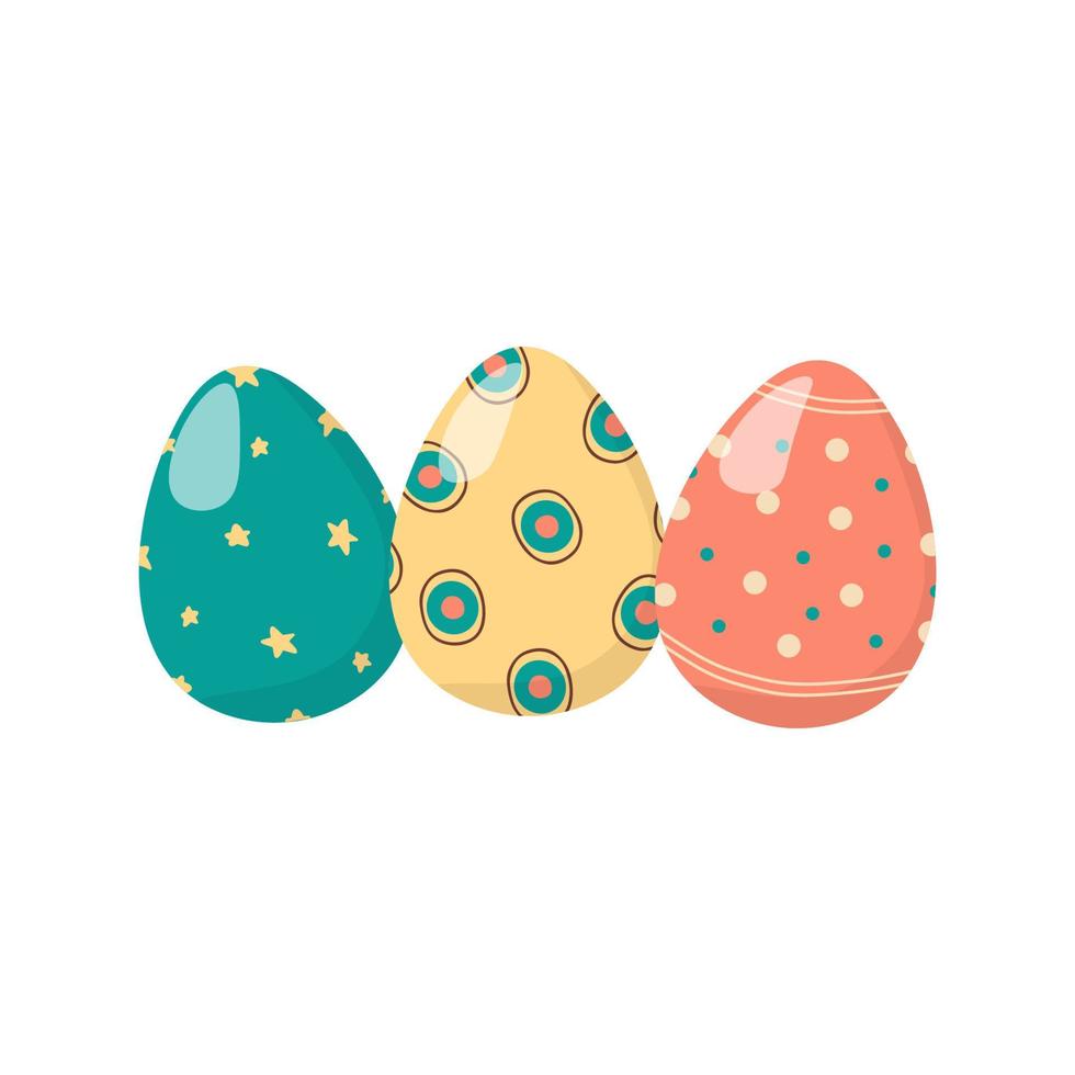 Vector illustration of three Easter eggs.