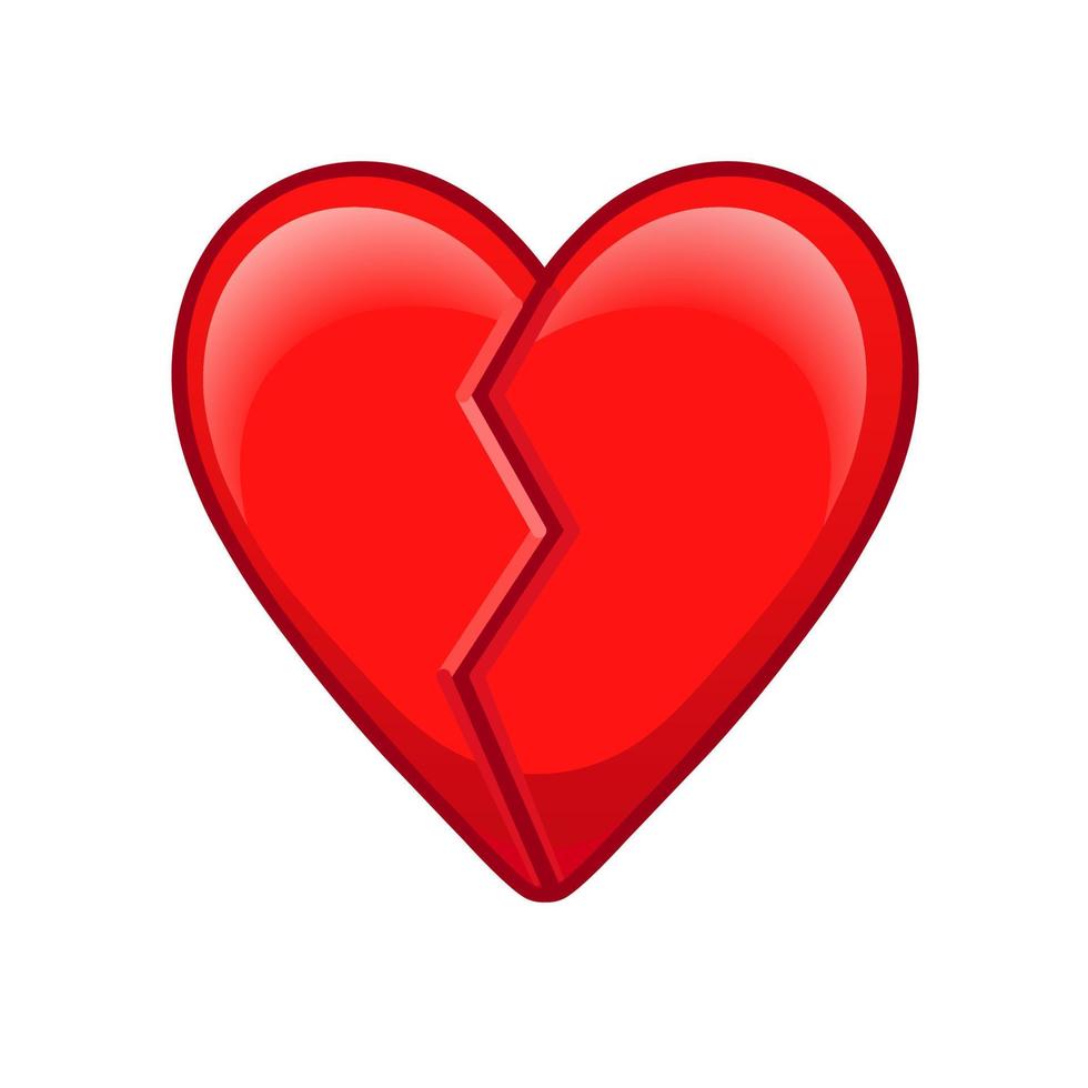 Broken red heart Large size emoji icon vector