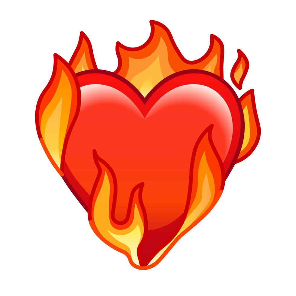 corazón en fuego grande Talla icono para emoji sonrisa vector