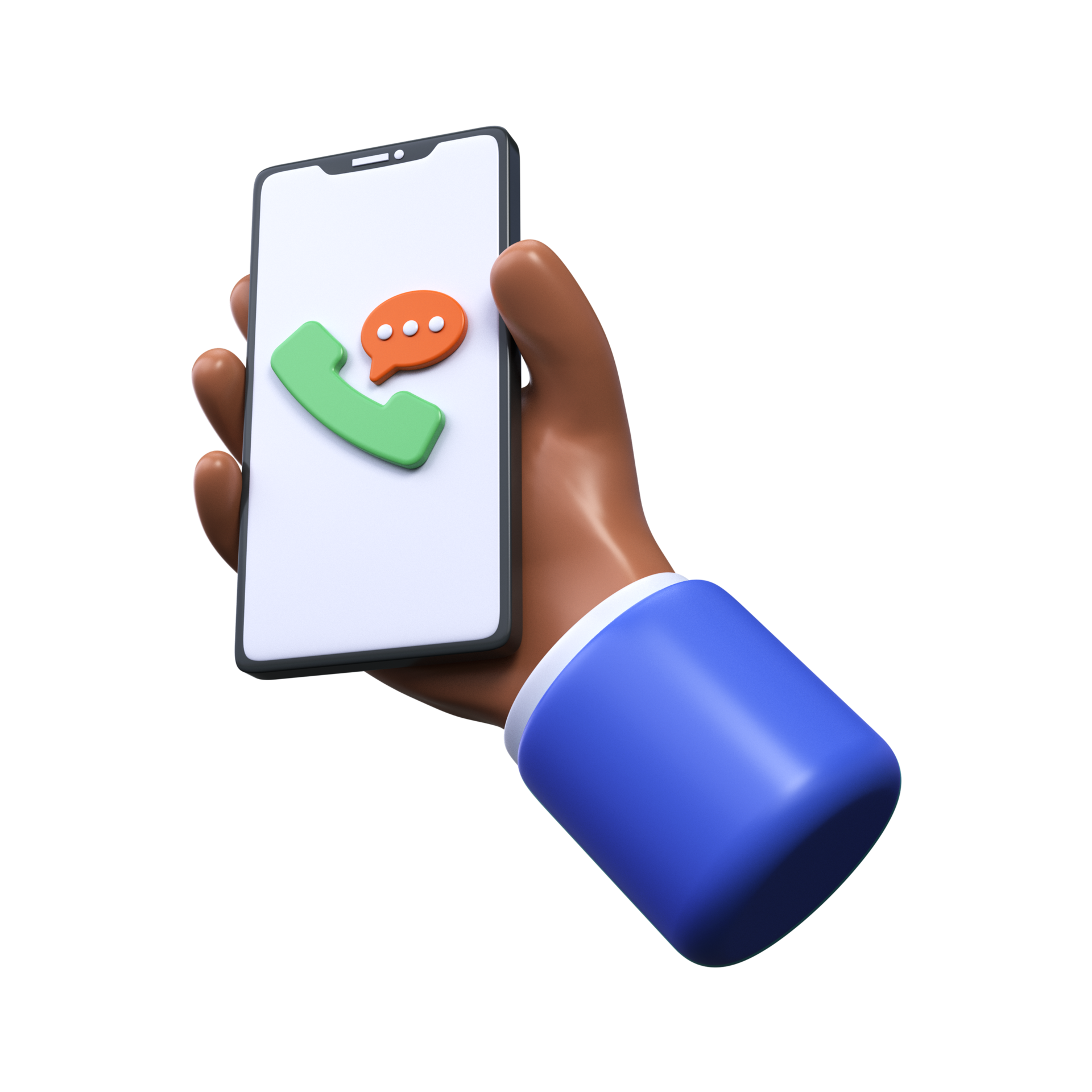 Smartphone communication. 3d call phone 19816546 PNG