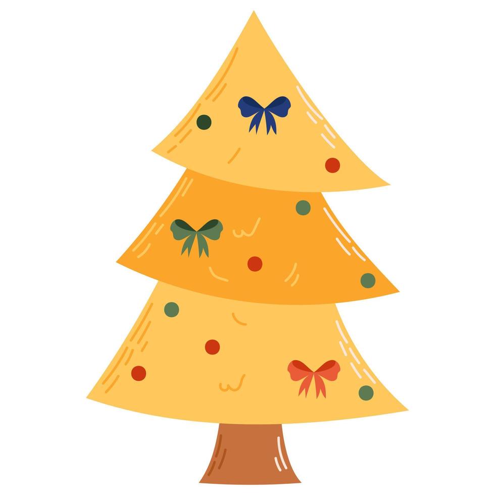 árbol de navidad con adornos. concepto de celebración de navidad y año nuevo. bueno para tarjetas de felicitación, invitación, banner, diseño web. vector