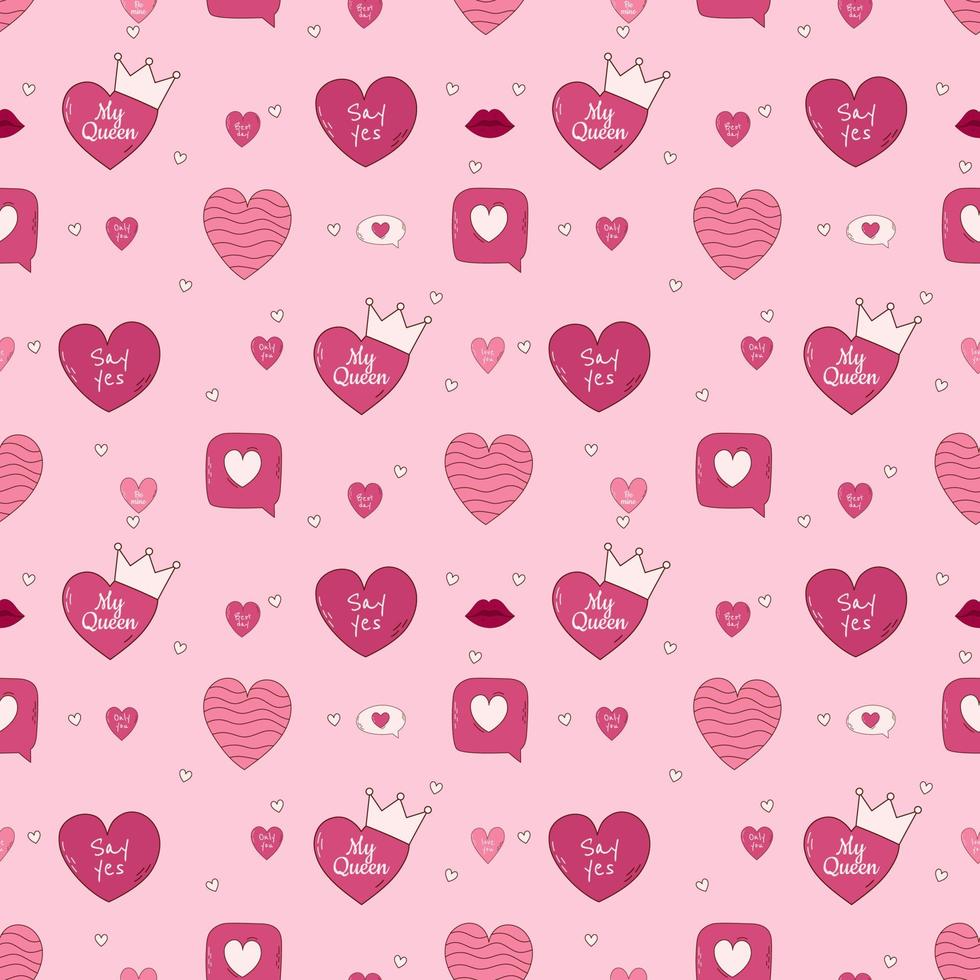 Valentine's Day Hand drawn seamless pattern with hearts vector