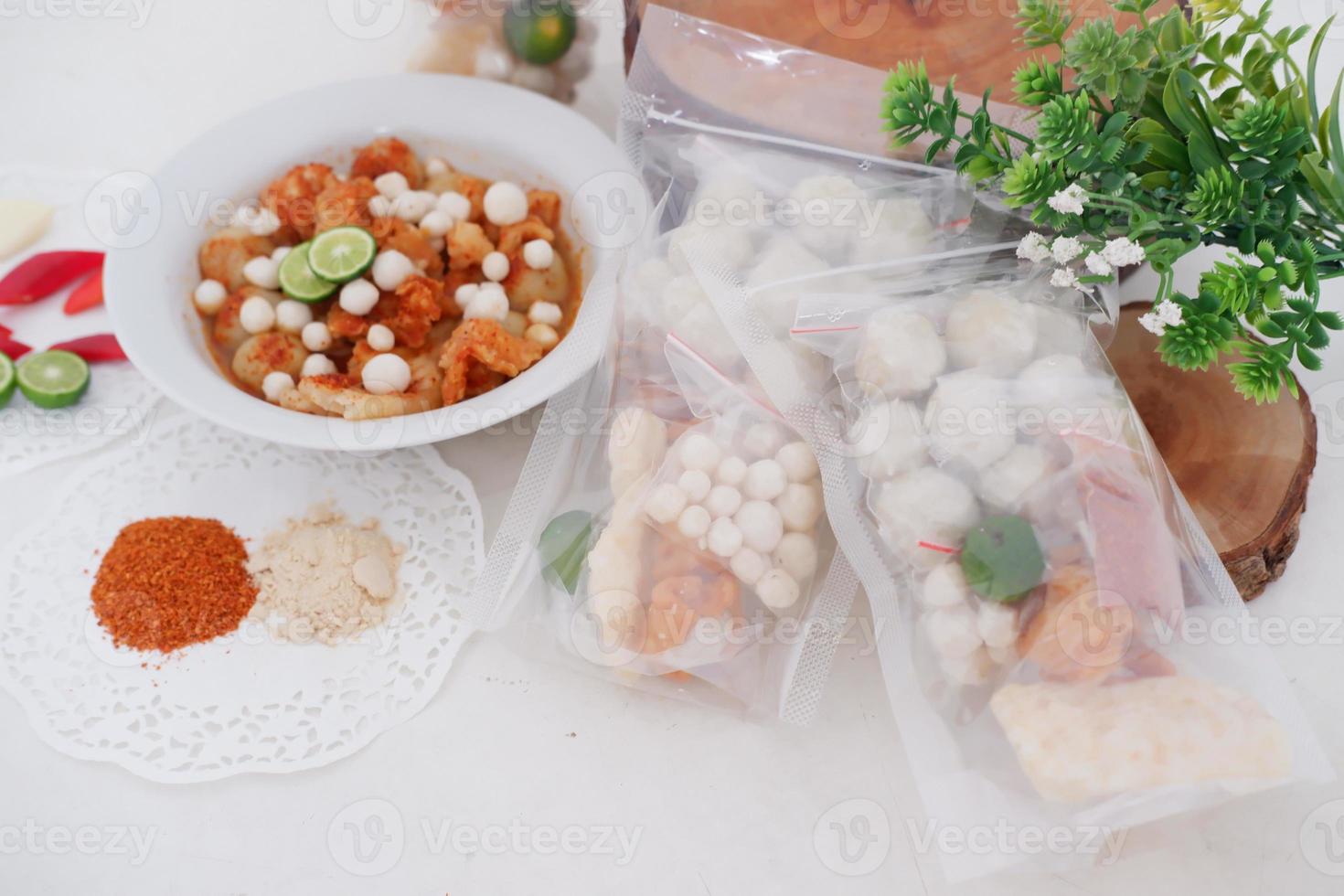 Meatballs with Peanut Crackers as a Background photo