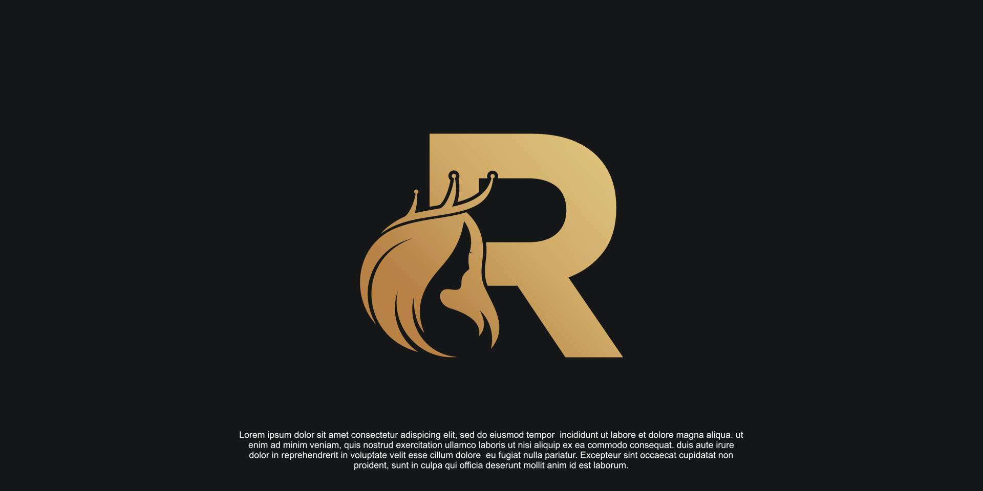 letra logo r con belleza único concepto prima vector