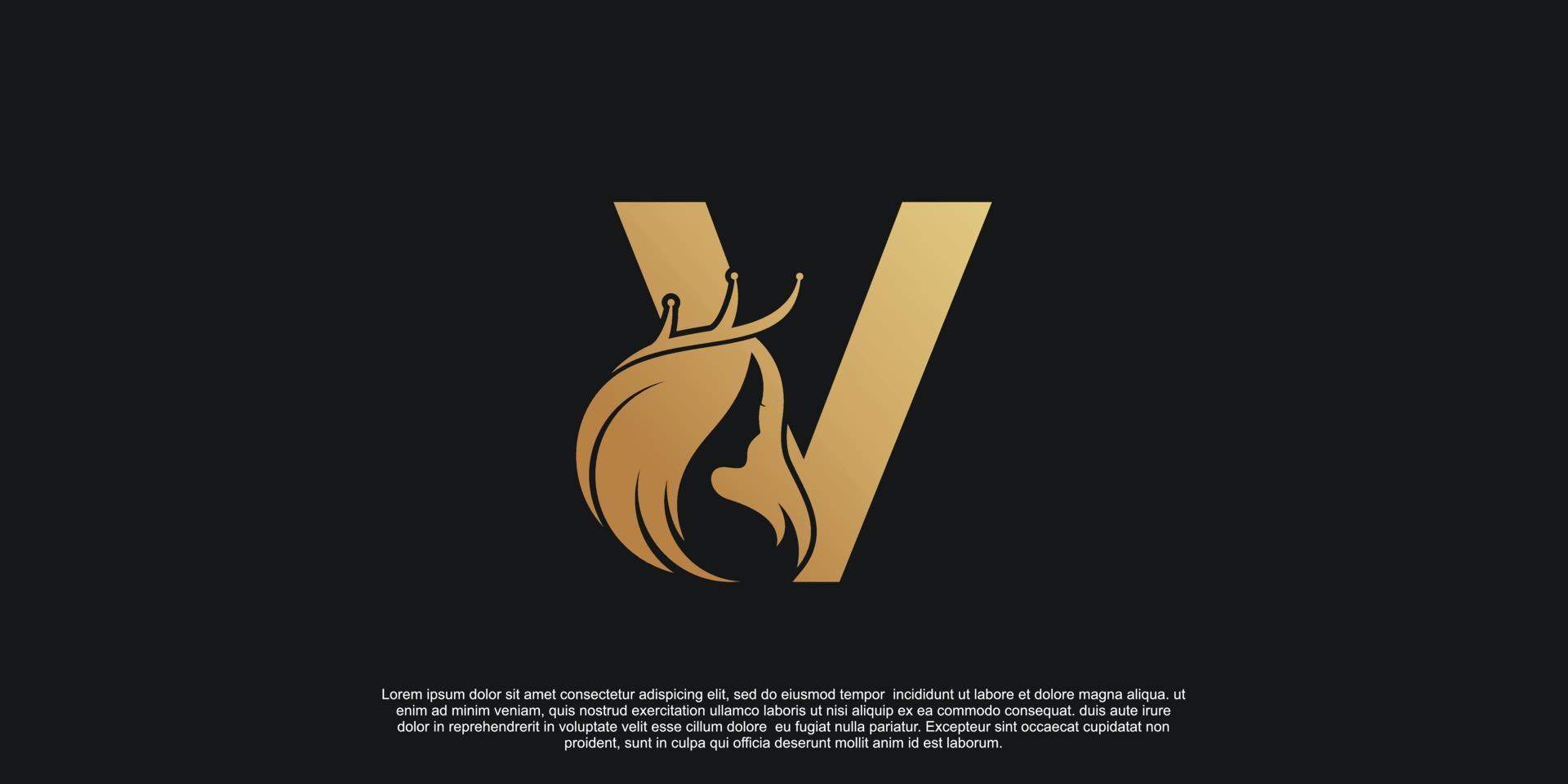 Letter logo V with beauty unique concept Premium Vector