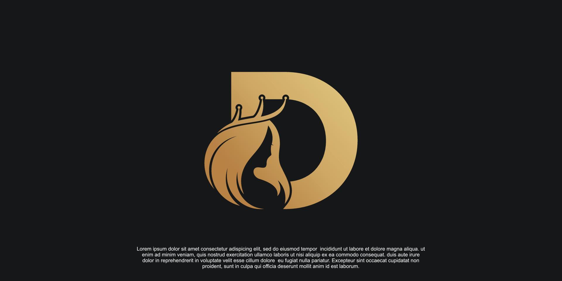 Letter logo D with beauty unique concept Premium Vector