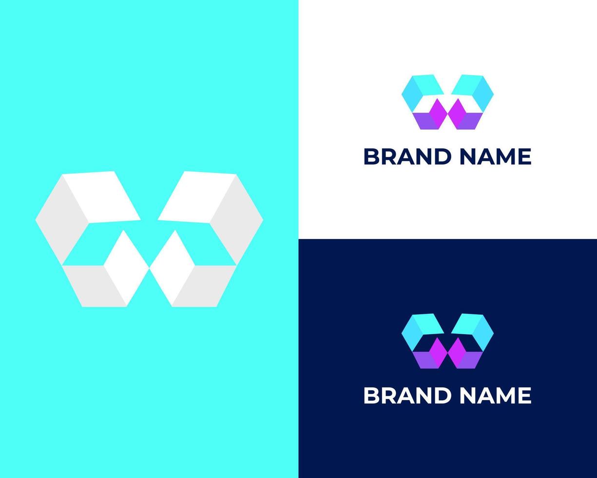 Modern Colorful MW WM logo design concept vector