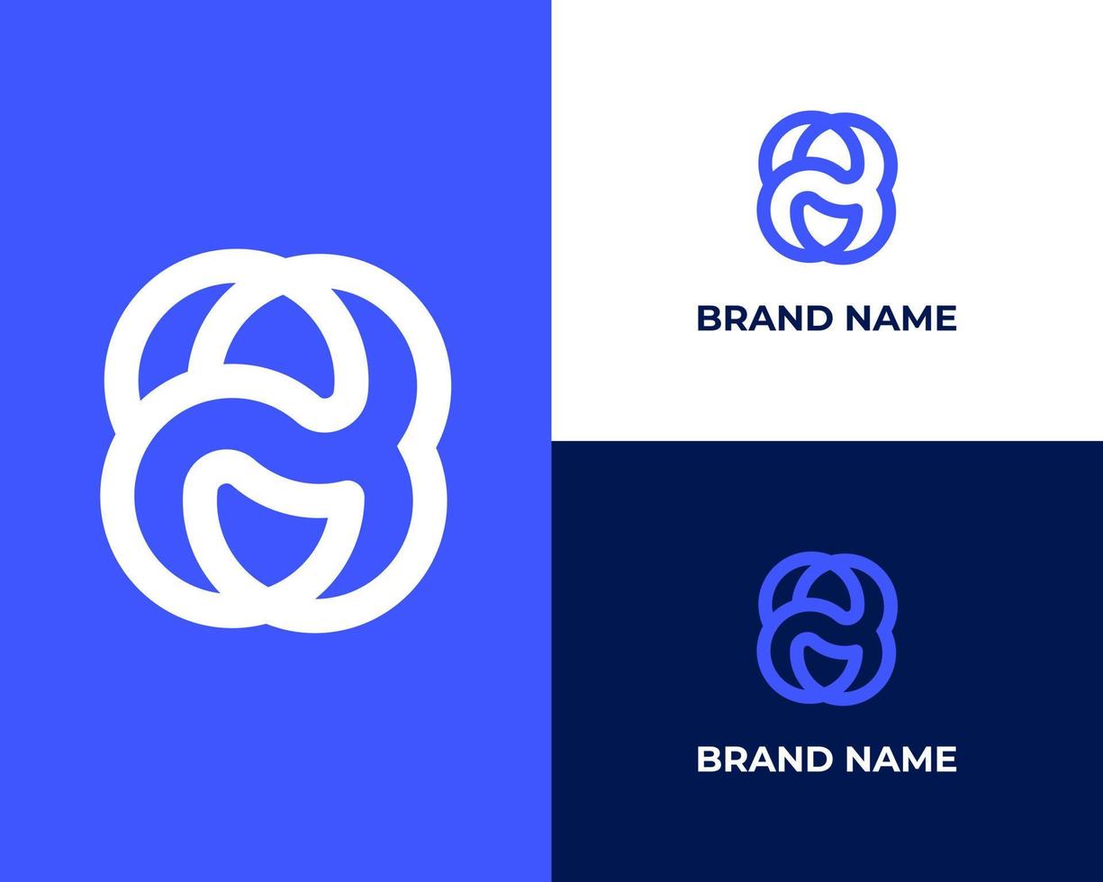 Negative space B letter on square shape simple minimal logo vector