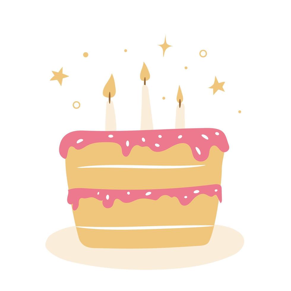 cumpleaños fiesta pastel. minimalista plano vector ilustración