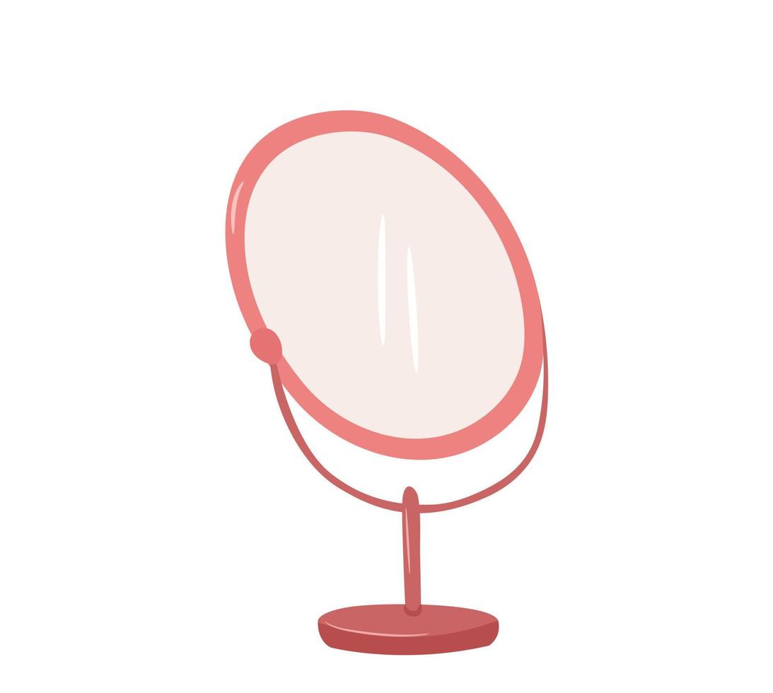 Cute mirror for makeup and skin care routine. Isolated vector object.