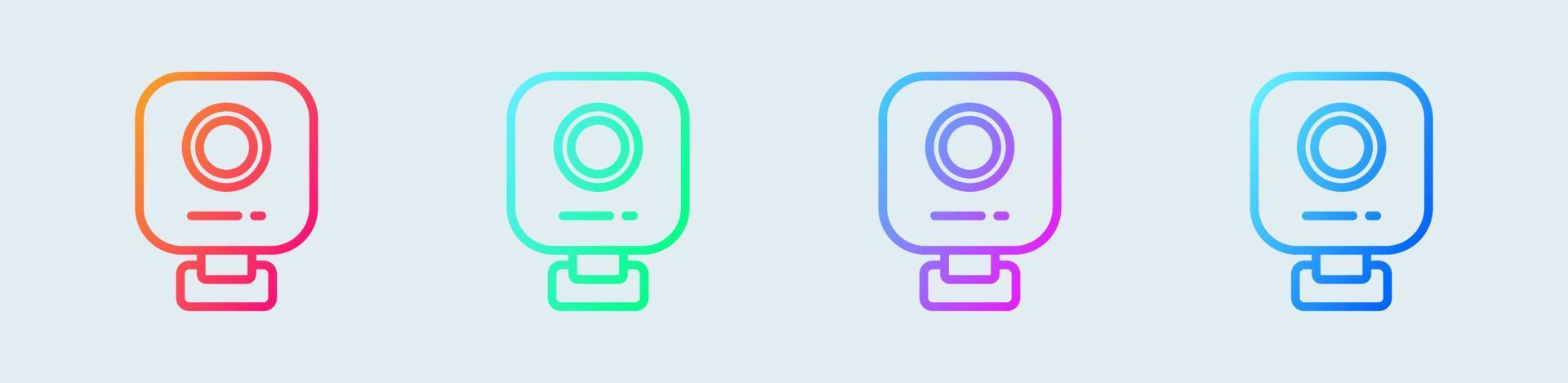 Webcam line icon in gradient colors. Video camera signs vector illustration.