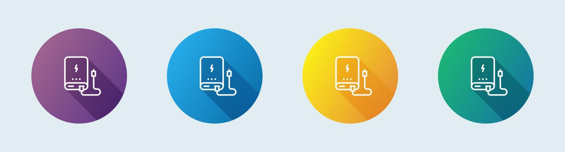 Powerbank line icon in flat design style. Power supply signs vector illustration.