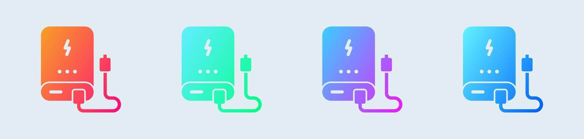 Powerbank solid icon in gradient colors. Power supply signs vector illustration.