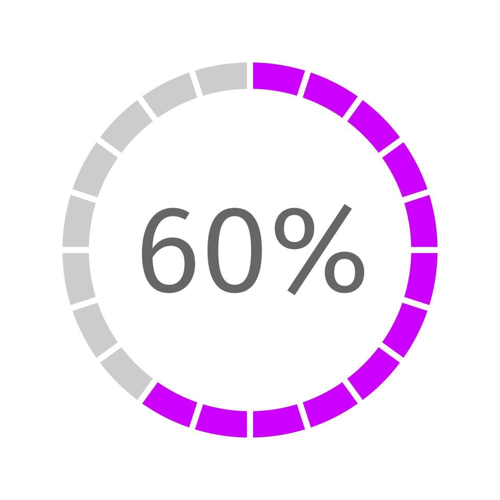 Transfer, progress, waiting or downloading icon with 60 percent filled round loading bar. Infographic element for website or mobile interface vector
