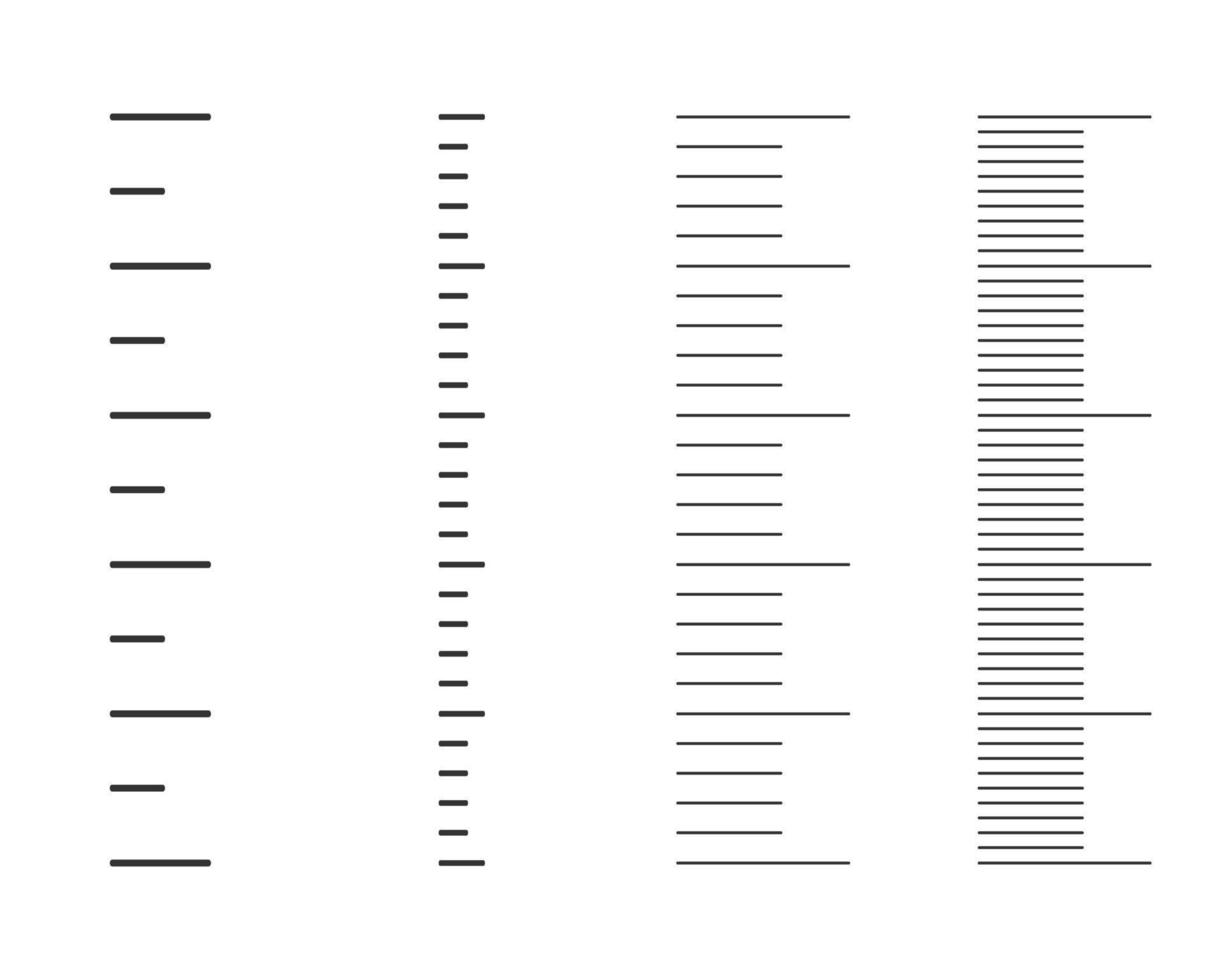 vertical estadiómetro, altura gráfico o meteorológico termómetro escamas colocar. diferente plantillas para medición herramientas vector