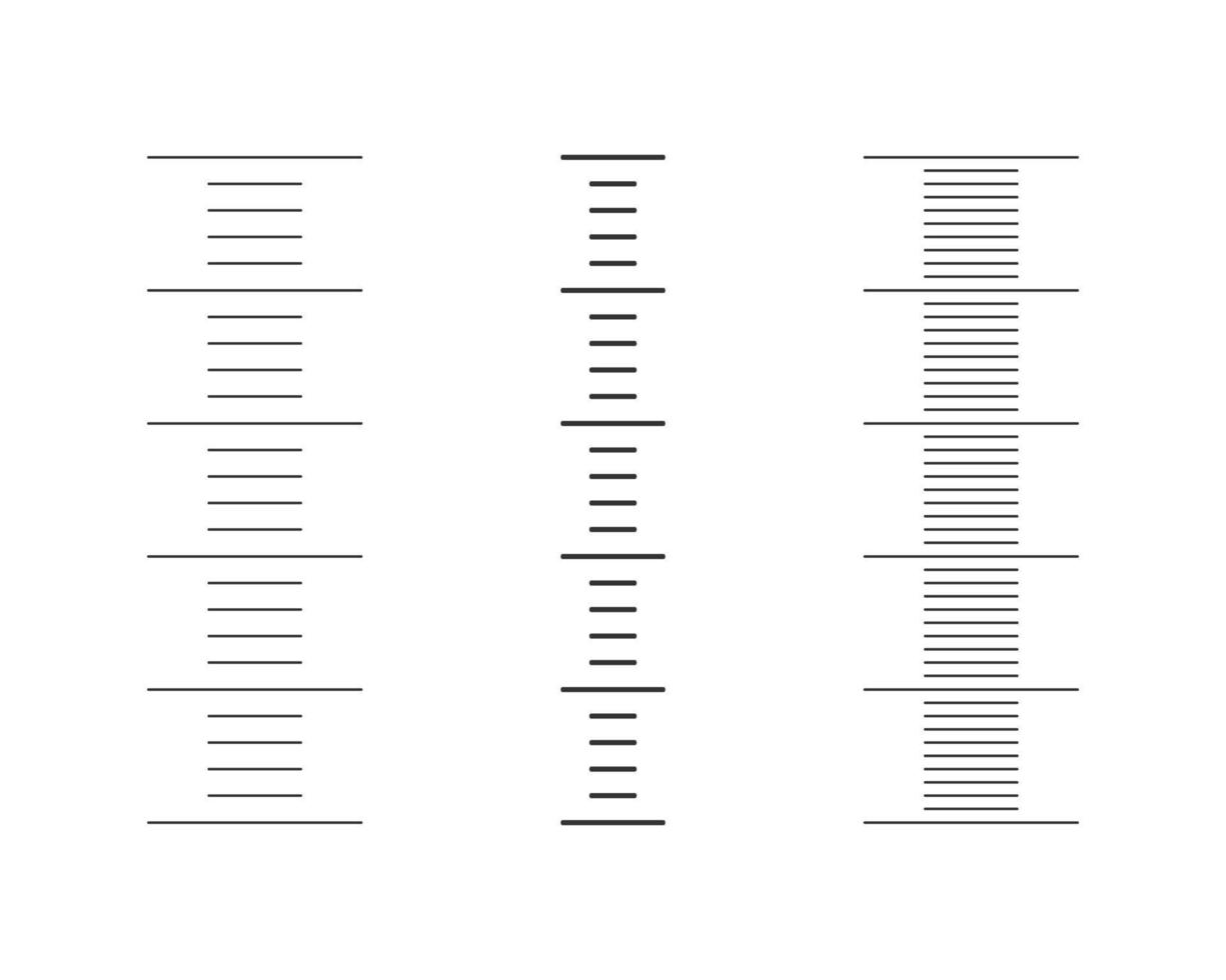 Graphic stadiometer or meteorological thermometer scales. Different templates for height measurement tools vector