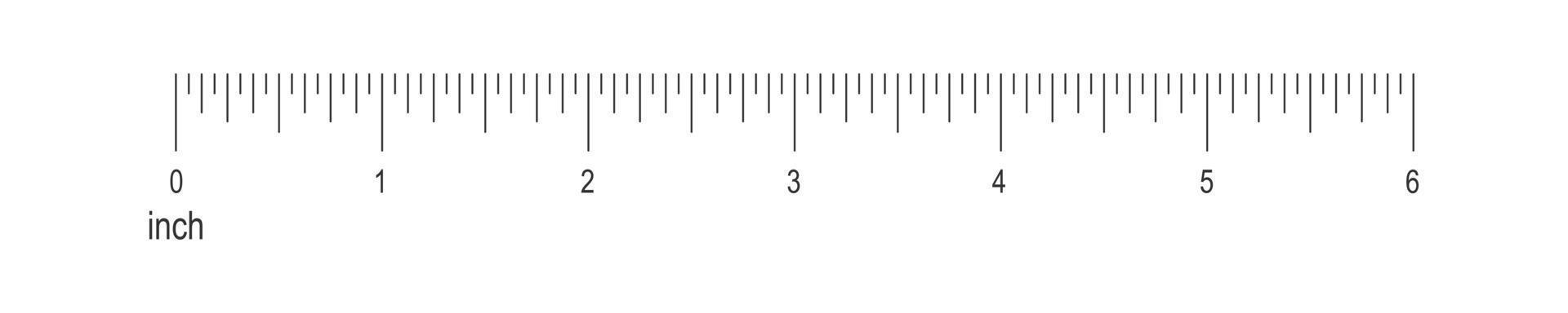 6 inch ruler scale. Horizontal measuring chart with markup and numbers ...