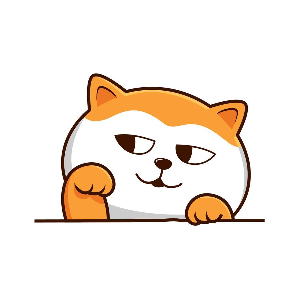 gato blanco naranja ondulación mano dibujos animados - linda gato detrás pared vector