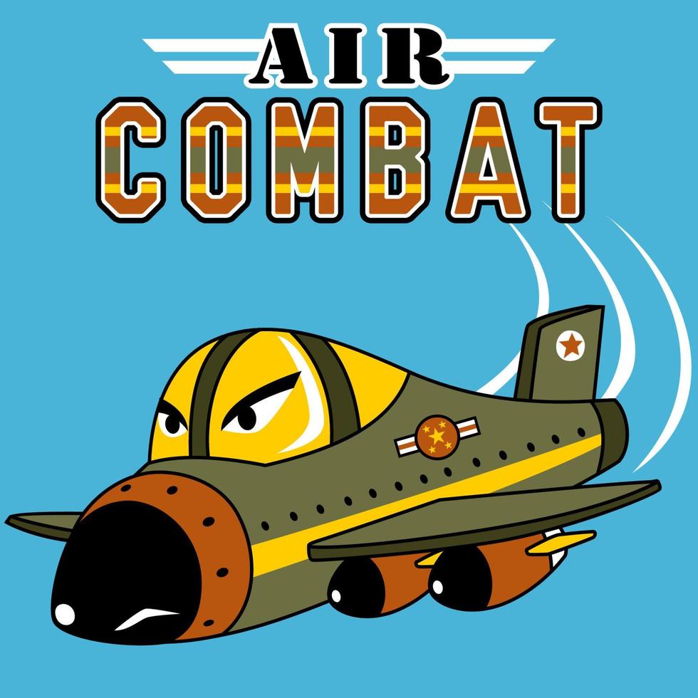vector cartoon illustration of fighter jet