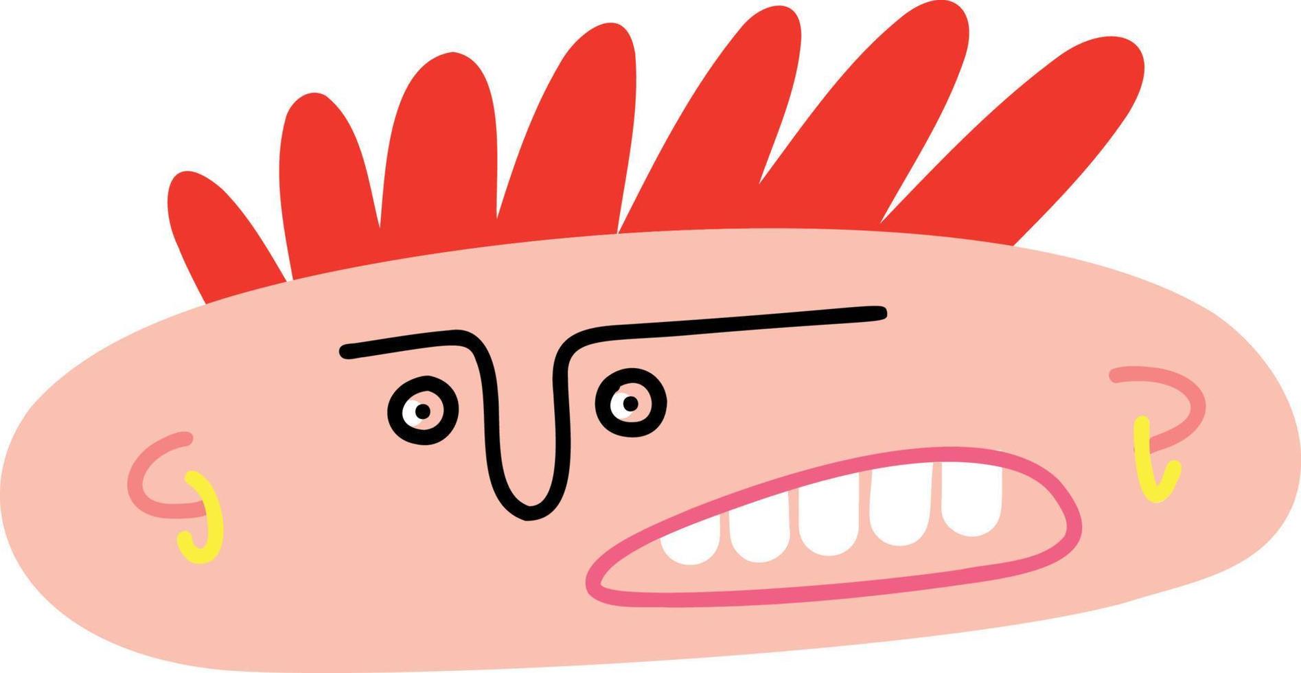 funny punk with bizarre hair and Ugly face vector