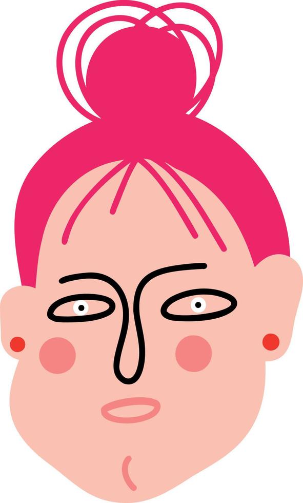 Cute young pink hair girl with cool earrings vector