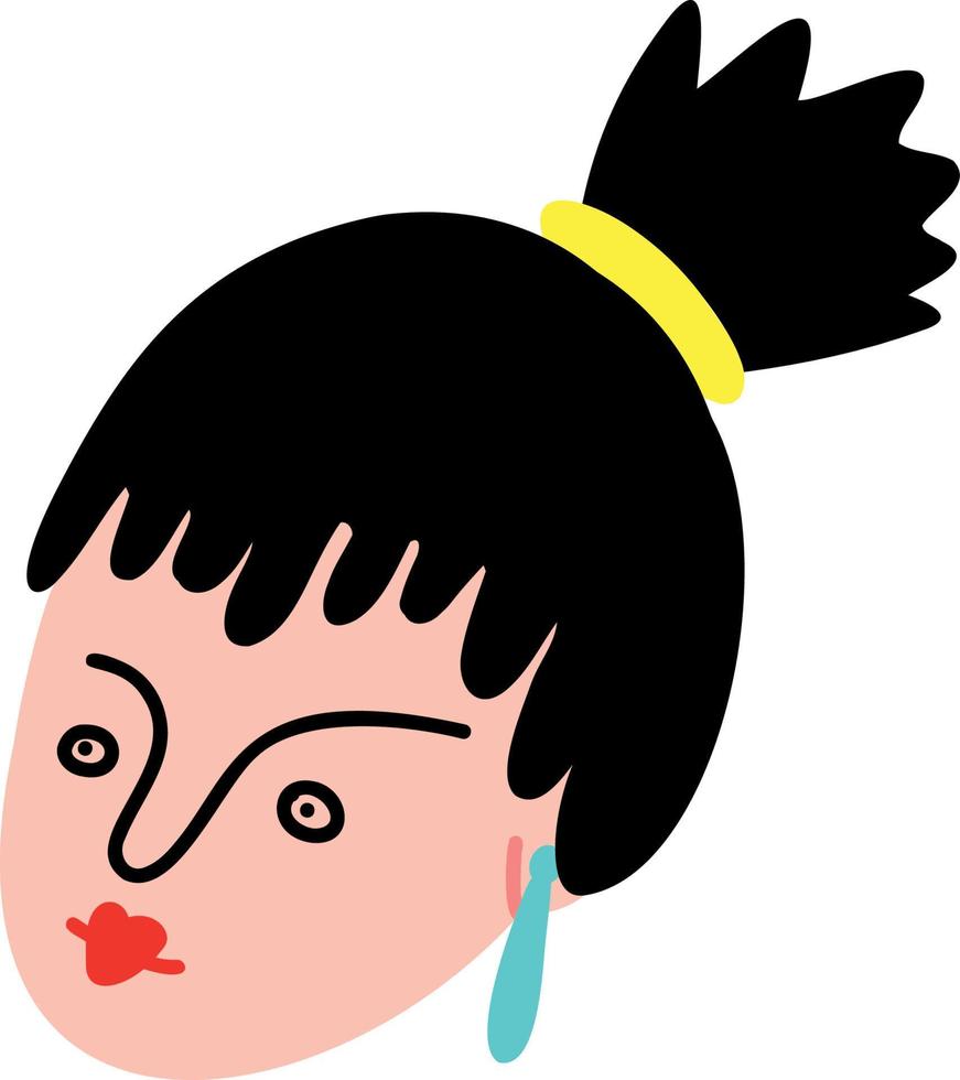 Funky young black hair girl with cool hair vector