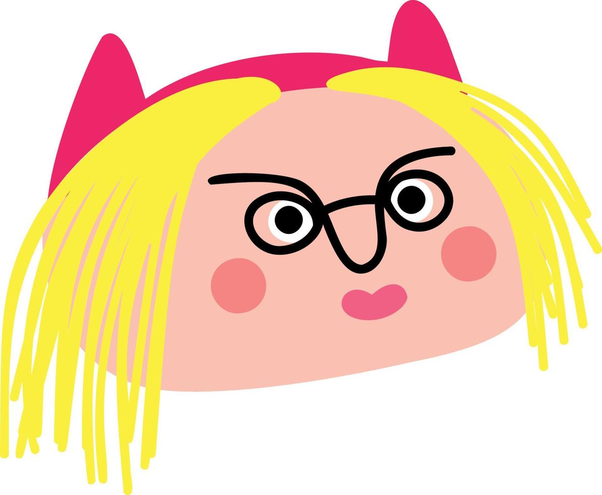 Cute young blonde girl with bizarre face vector