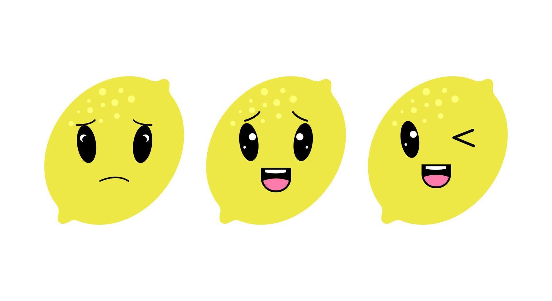 rojo manzana con limones con kawaii ojos. plano diseño vector ilustración de limoneskawaii ojos. plano diseño vector ilustración de rojo manzana