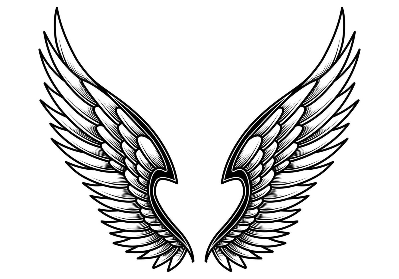 Free vector angel wings tribal tattoo