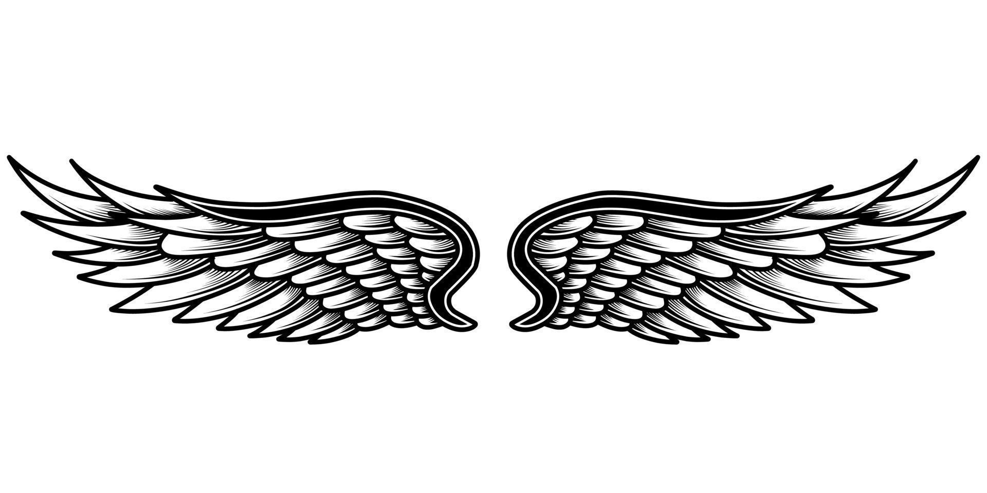 Free vector angel wings tribal tattoo