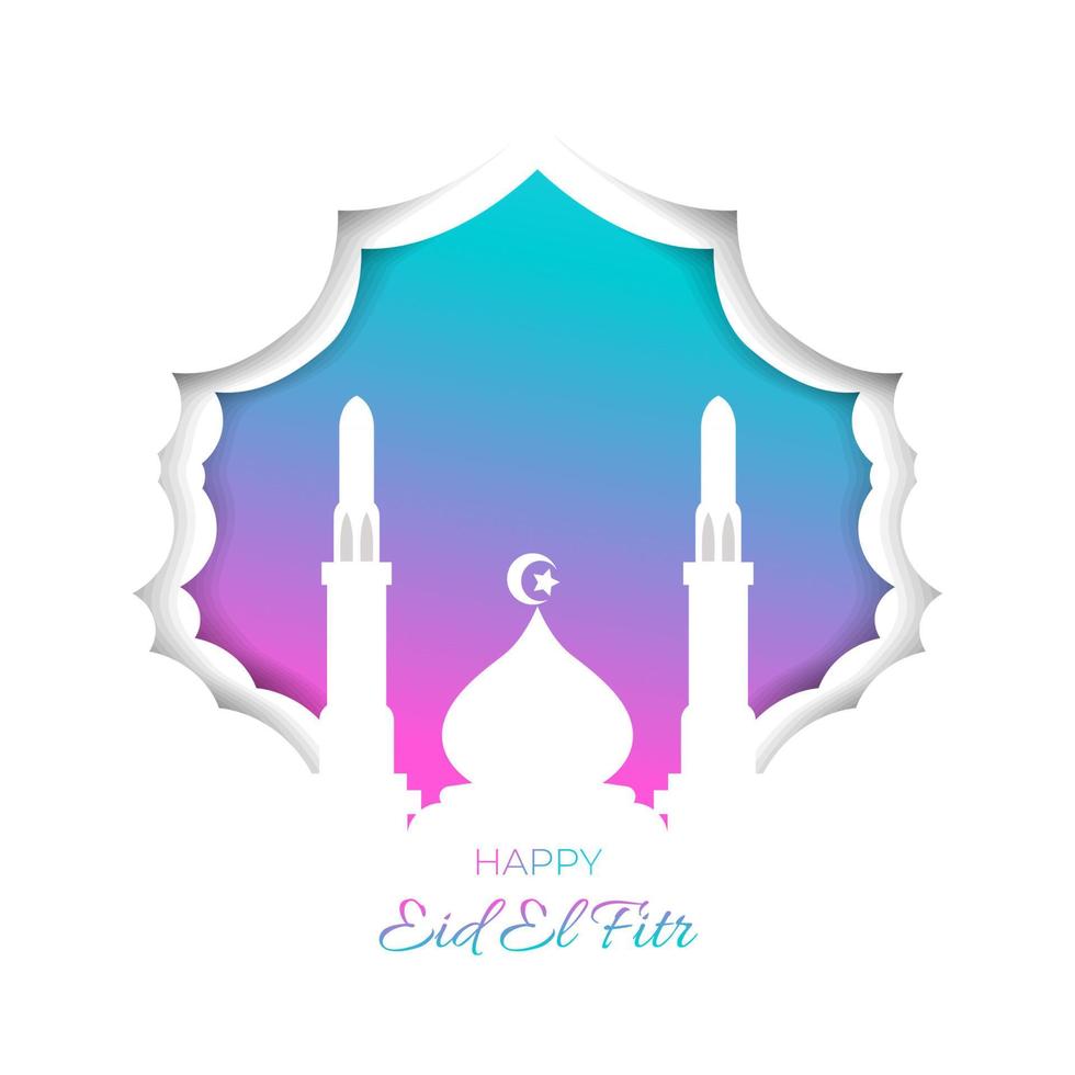 ied el fitr paper cut vector design