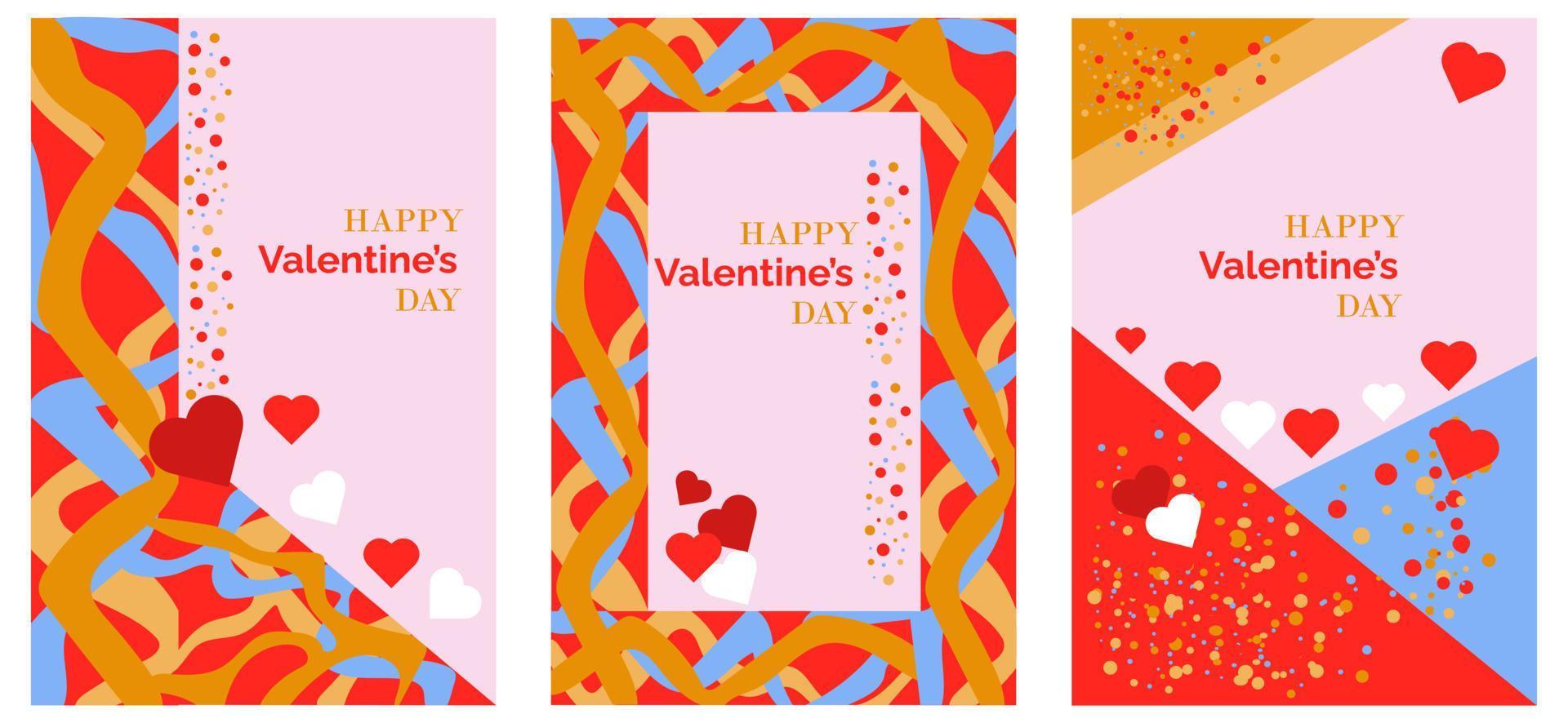 el 14to de febrero. San Valentín día, resumen tarjeta postal. brillante postales con rojo y blanco corazones. especial oferta para San Valentín día. bandera modelo. vector