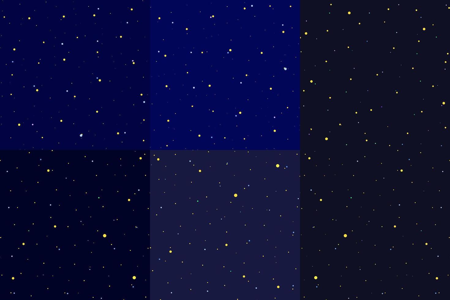 Starry night sky. A set of drawings of star constellations, white on a dark blue background. Vector illustration in a flat style.