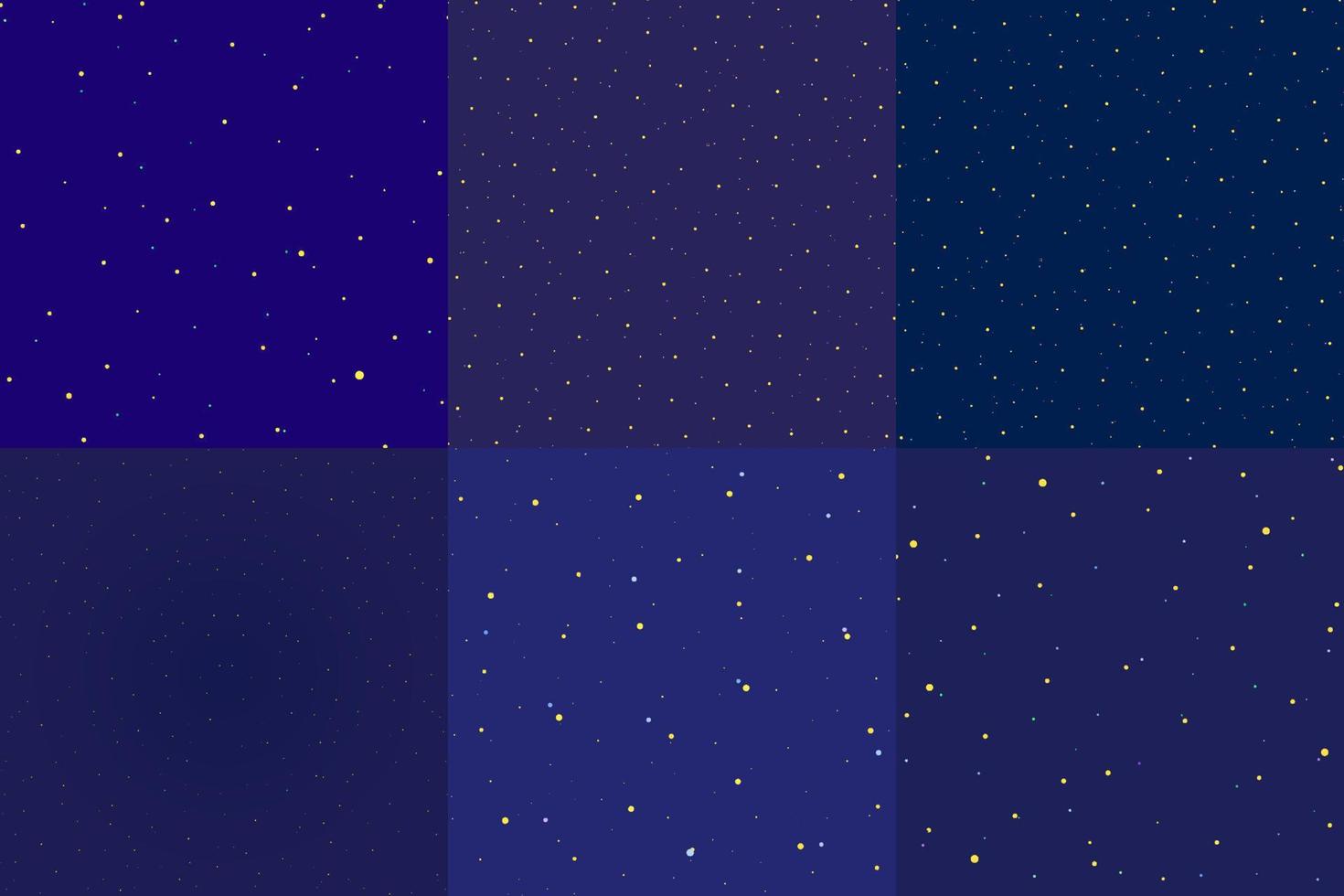Starry night sky. A set of drawings of star constellations, white on a dark blue background. Vector illustration in a flat style.