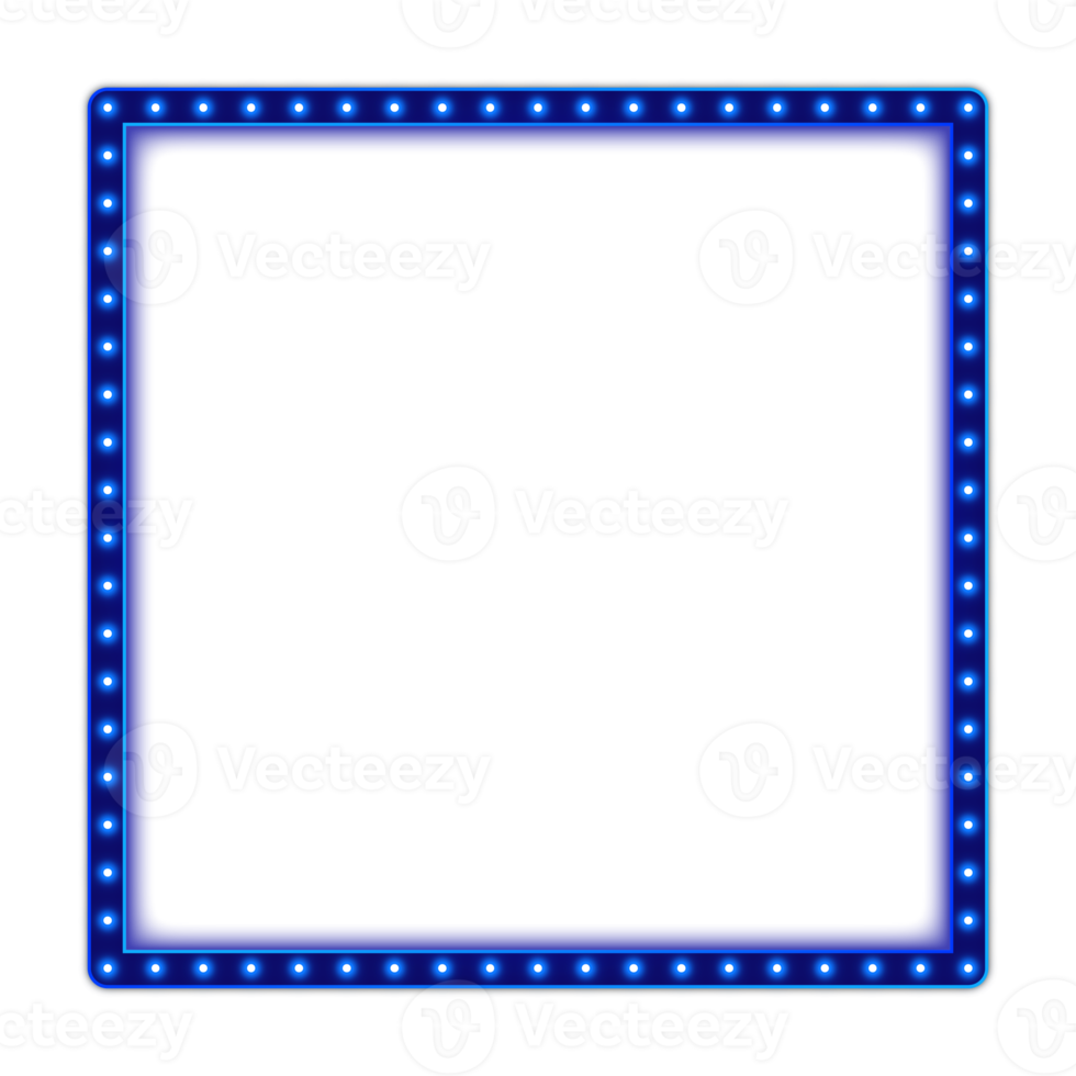 blå anslagstavla låda form med lysande neon ljus png