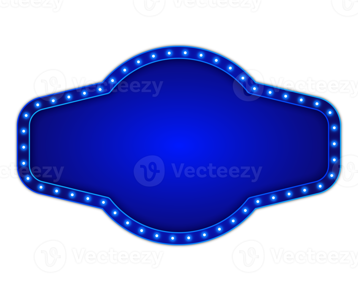 blauw aanplakbord vorm met gloeiend neon lichten png