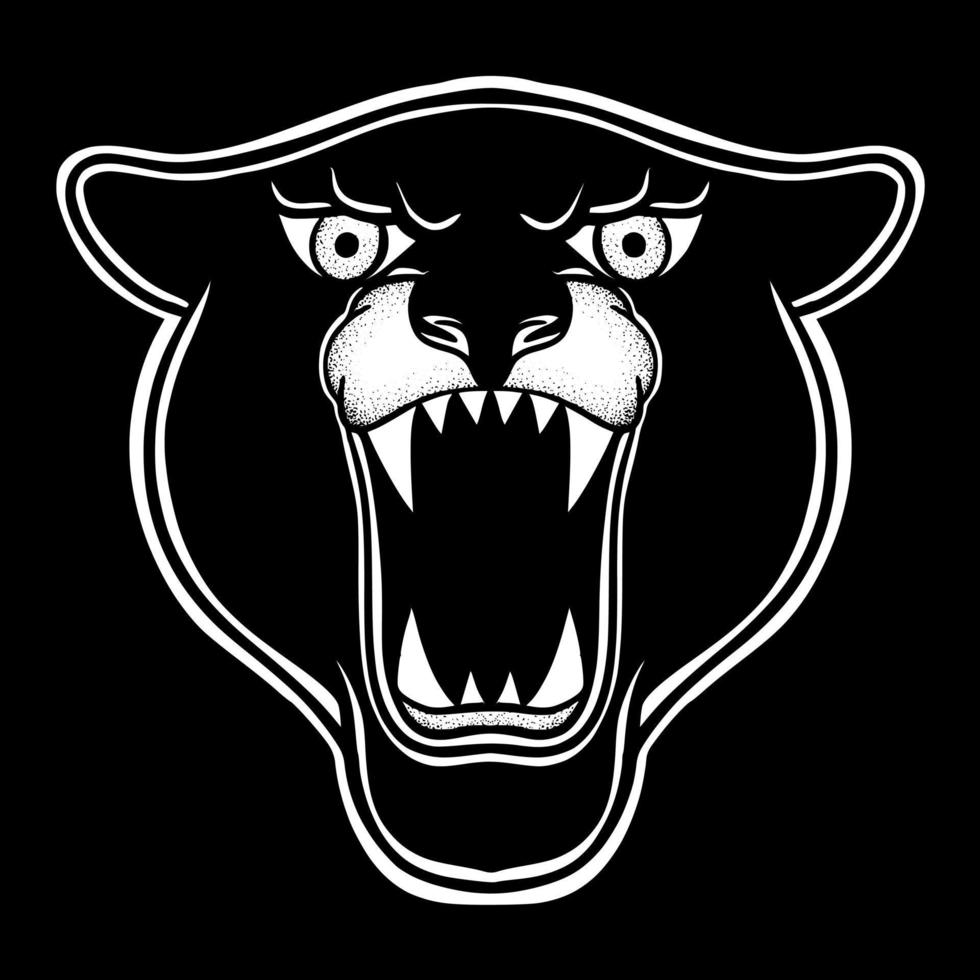Black panther art Illustration hand drawn style black and white vector for tattoo, sticker, logo etc