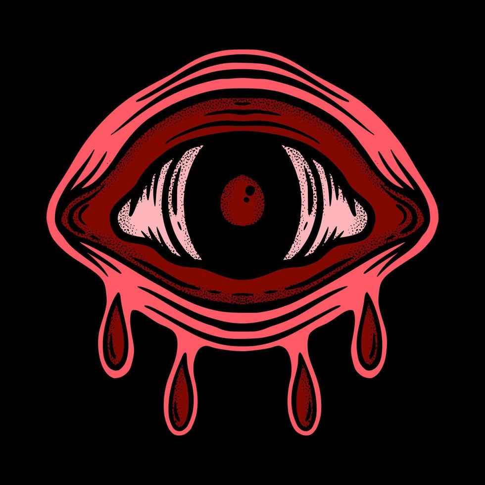 Red eye art Illustration hand drawn style premium vector for tattoo, sticker, logo etc