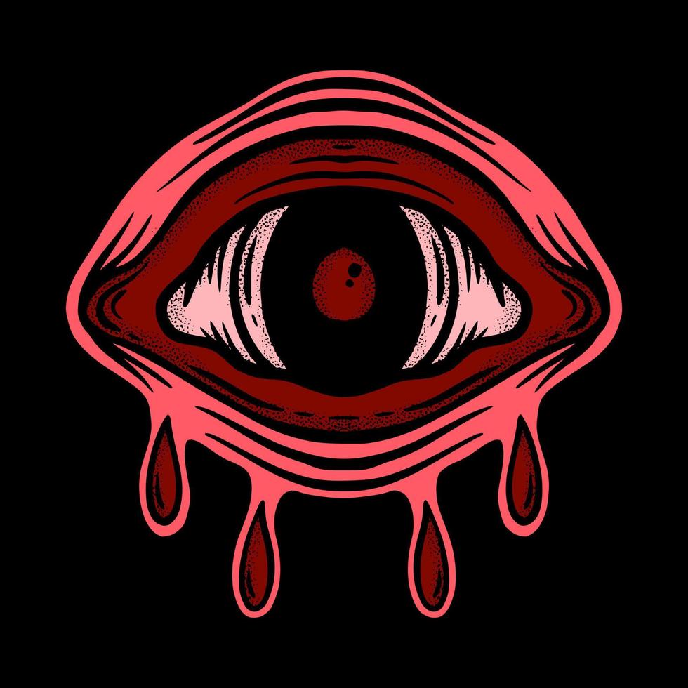 Red eye art Illustration hand drawn style premium vector for tattoo, sticker, logo etc