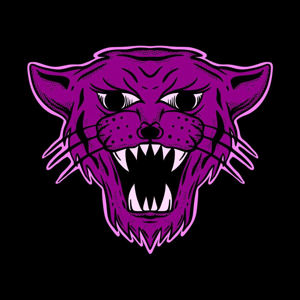 Purple tiger art Illustration hand drawn style premium vector for tattoo, sticker, logo etc