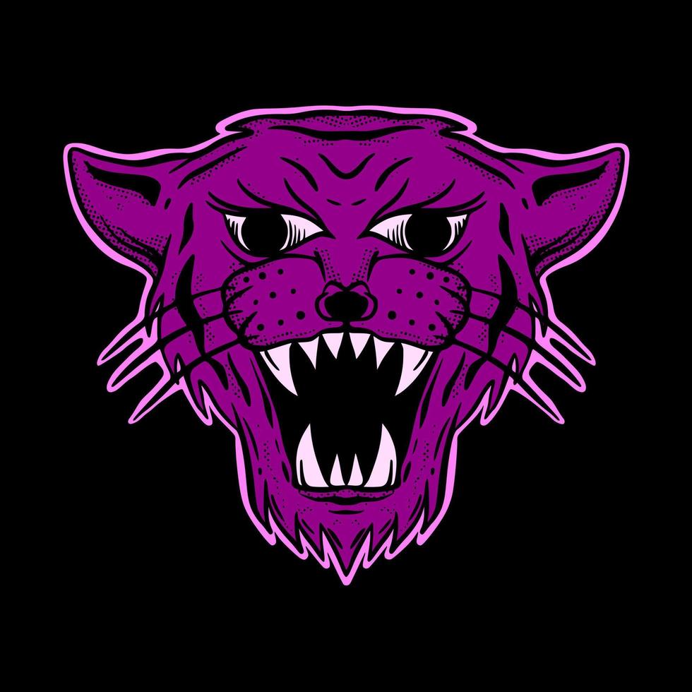 Purple tiger art Illustration hand drawn style premium vector for tattoo, sticker, logo etc