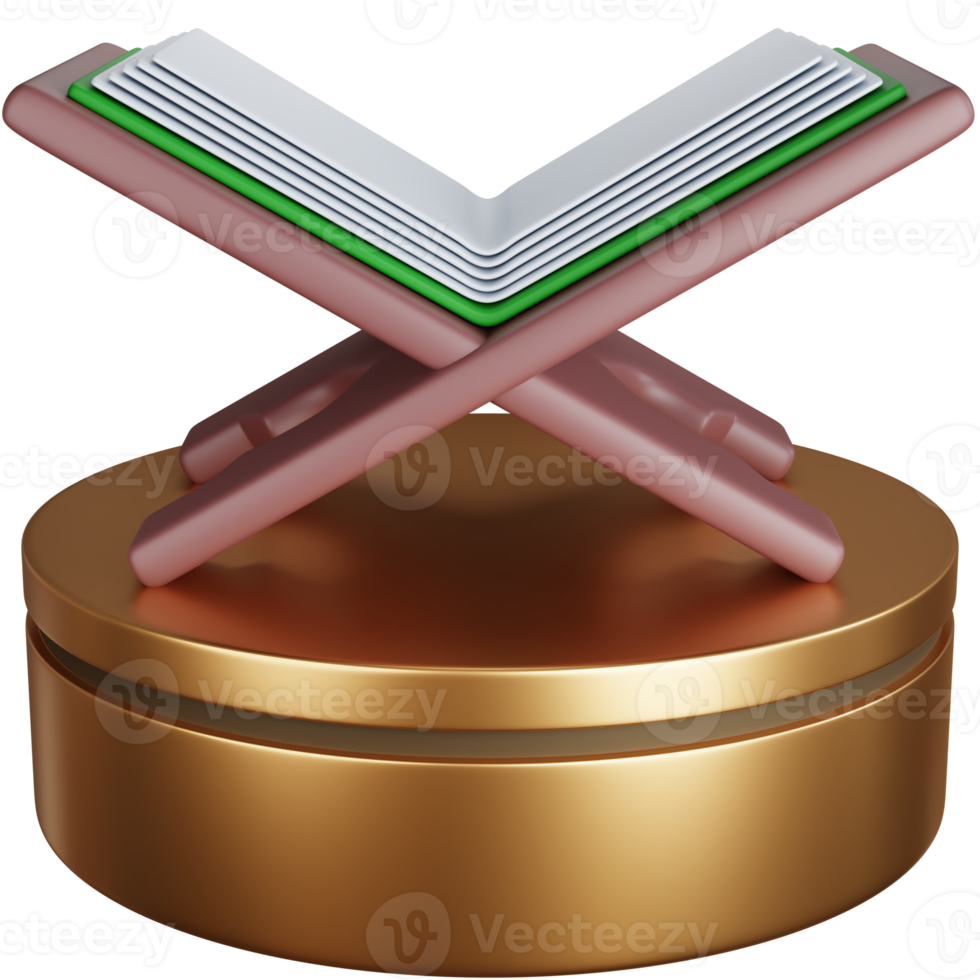 3D Rendering Islamic book on the podium isolated png