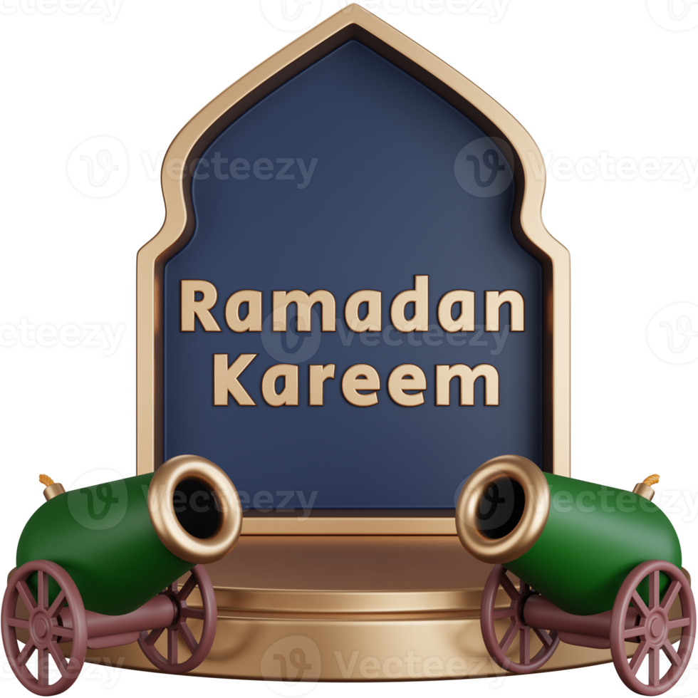 3D Rendering ramadan illustration with cannon isolated png