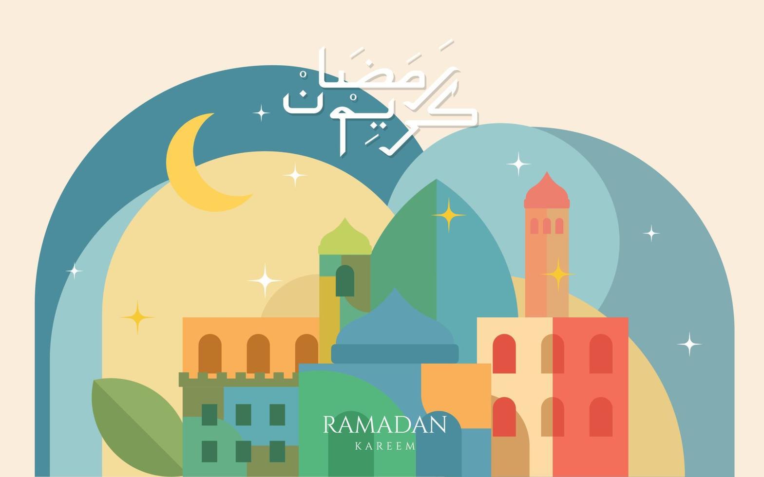 Geometric style colorful Islamic Ramadan Kareem. Islamic greeting card for wallpaper vector