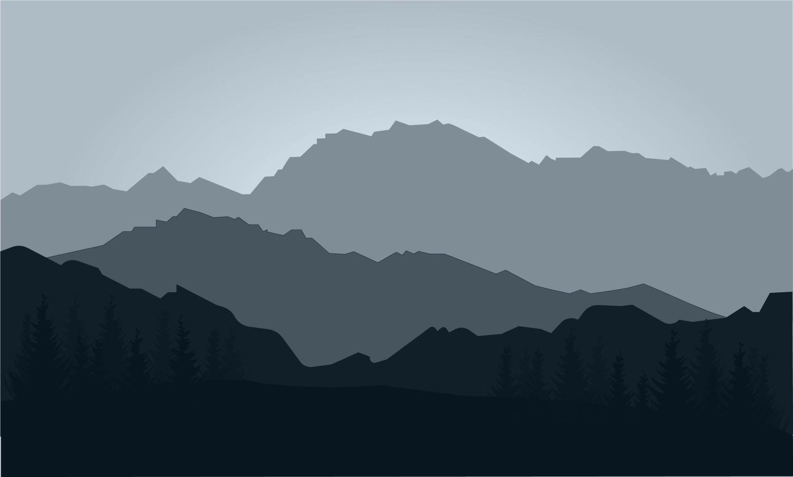 mountains silhouette with trees vector