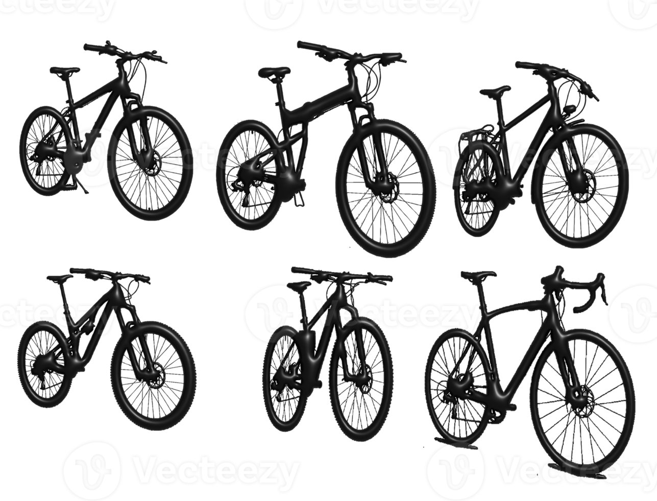 silhouettes de Vélos. vélo réaliste 3d modèle illustration, écologiquement amical transport png