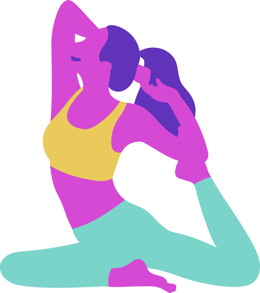 Young woman doing yoga fitness exercises png